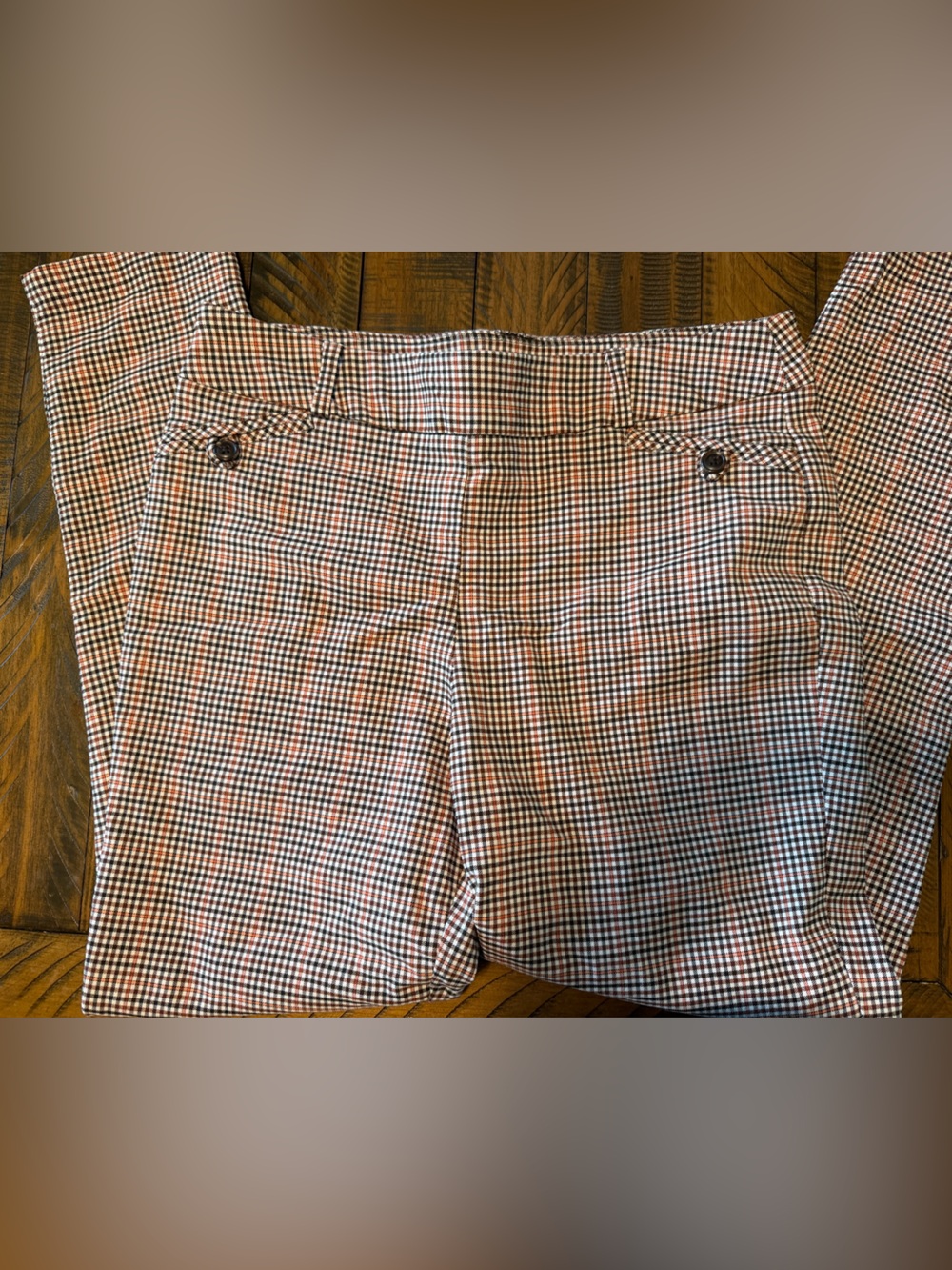 Cato Plaid pants in orang, White & brown